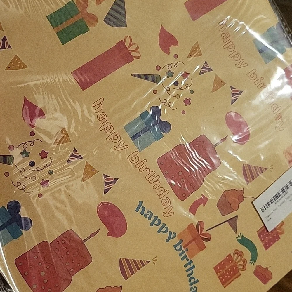 4 Designs Happy Birthday Gift Wrap 8 Sheets Lot of 2 Packs